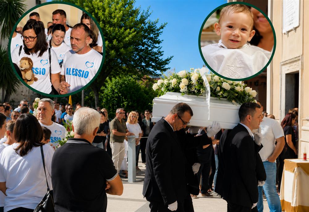 I funerali di Alessio Pio a Zungri, i familiari in maglietta bianca